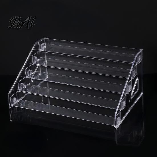 Portable Tabletop Display 5/7 Tier Acrylic Stand with Fences, Perfume Organizer, Nail Polish Organizer Makeup Multifunctional Clear Shelf for