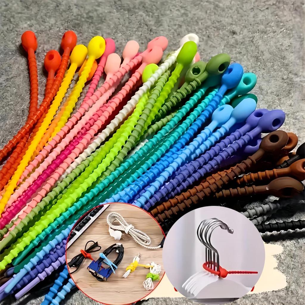 30 PCS Reusable Silicone Cable Management Straps 4.7" Lock Style Cord Organizers, Useful in Home,Office,Kitchen,School, Multiple Colors