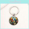 Милый акварельный брелок для ключей из стекла с группой птиц и сплавным креплением для подарка и аксессуара