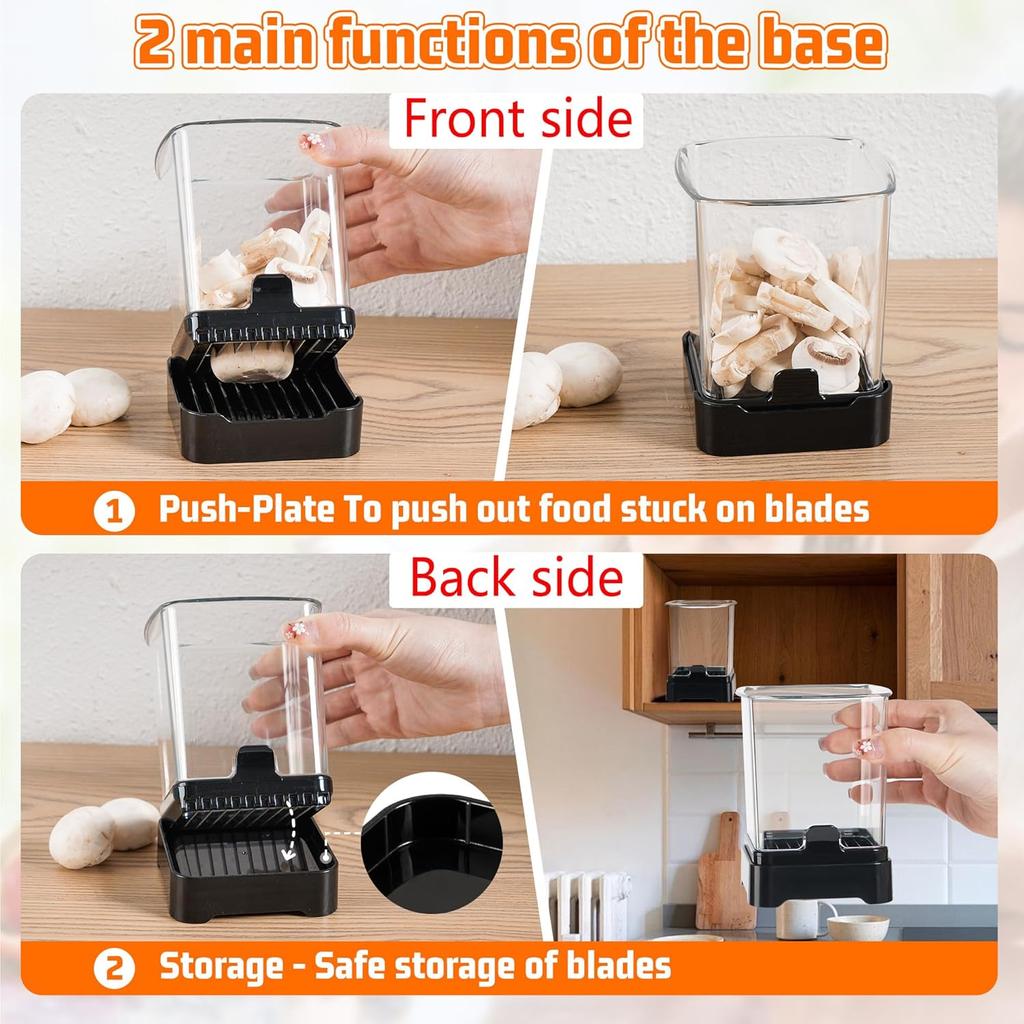 Fruit Slicer Cup for Strawberry, Banana, Hard-Boiled Egg - Detachable Cutter with Push Plate - 304 Stainless Steel Blade - Rapid & Safe Slicing