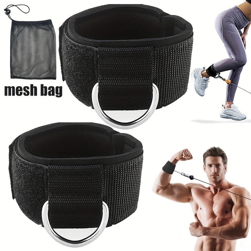 1 пара регулируемых многофункциональных ремней для лодыжек/запястий для кабельных тренажеров - с толстой подкладкой, синтетическая резина, черный, универсальные