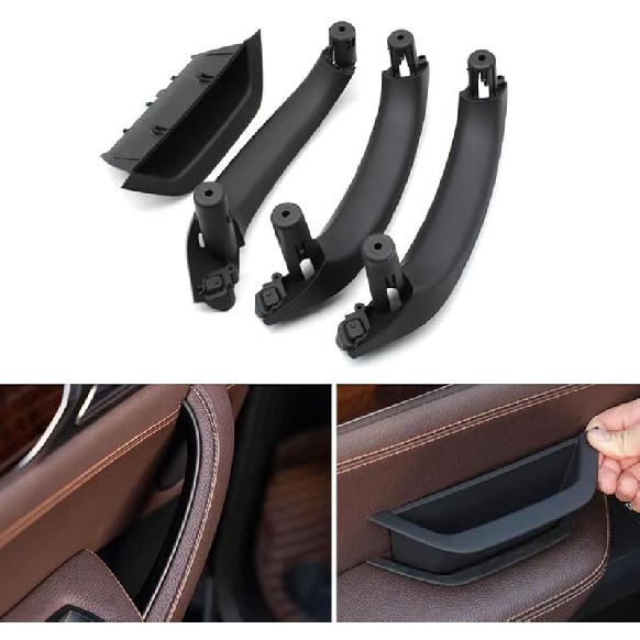 4PCS Front Left Door Armrest Cover Handle Kit Black Interior Driver Side Armrest Panel ide Inner Handle Trim Replacement for BMW X3 X4 F25 F26 2011