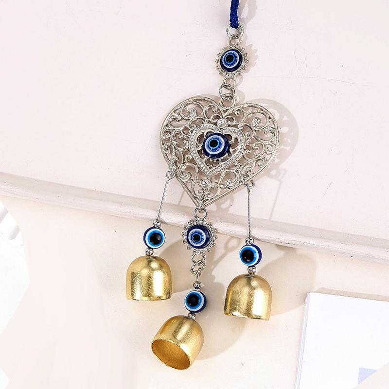 Evil Eye Blue Ward Off Evil Bead Tassel Bell Wind Chimes Pendant Amulet Mascot Feng Shui Home Wall Hanging Decor