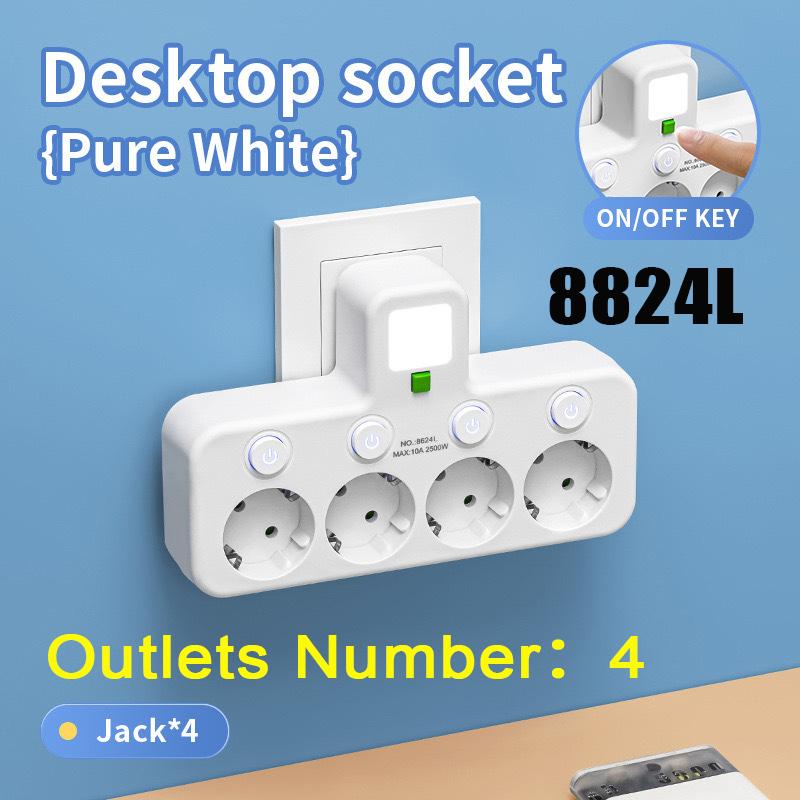 Multi-functional Socket with Smart Night Light USB Fast Charging Independent Control Multi-port Power Strip Overload Protection