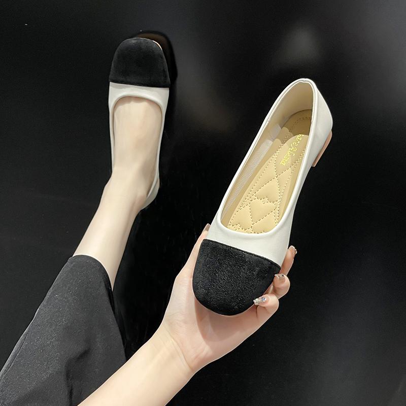 Модные универсальные женские туфли-балетки на мягкой подошве и низком каблуке, новый осенний стиль 2024 года, туфли-бобы на один шаг, идеально подходят к юбкам