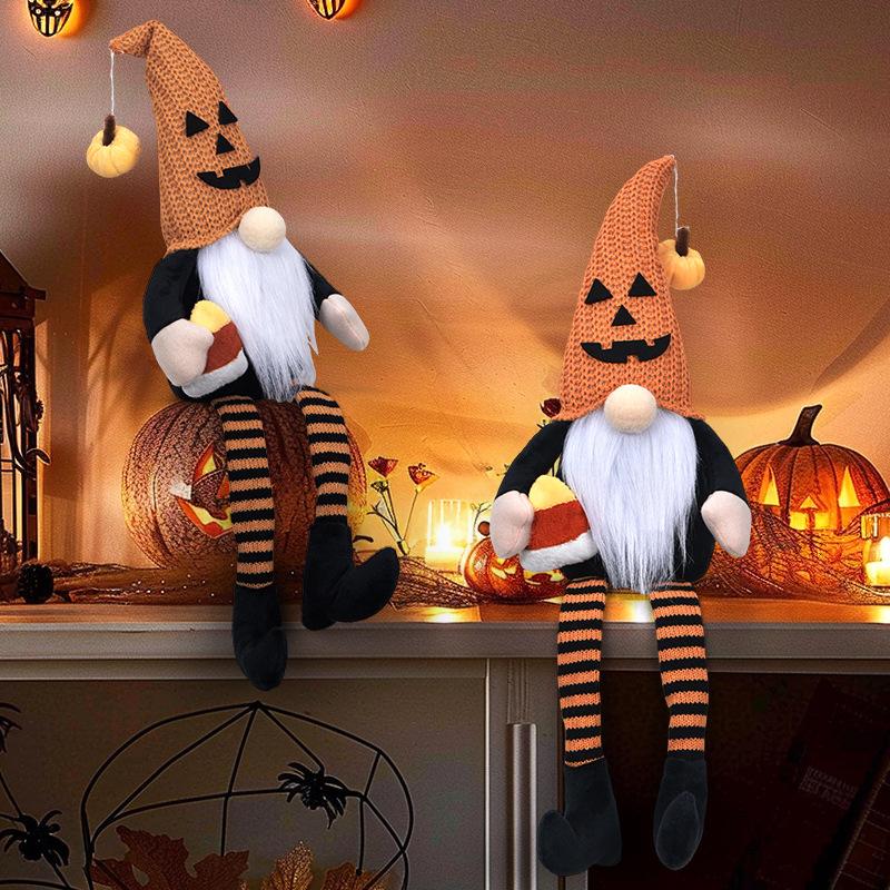 Halloween Long Leg Faceless Gnome Doll Broom