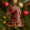 2025 Handmade Horse Bell Ornament Red Metal Christmas Decoration Memorable Gift for Equestrian Lovers