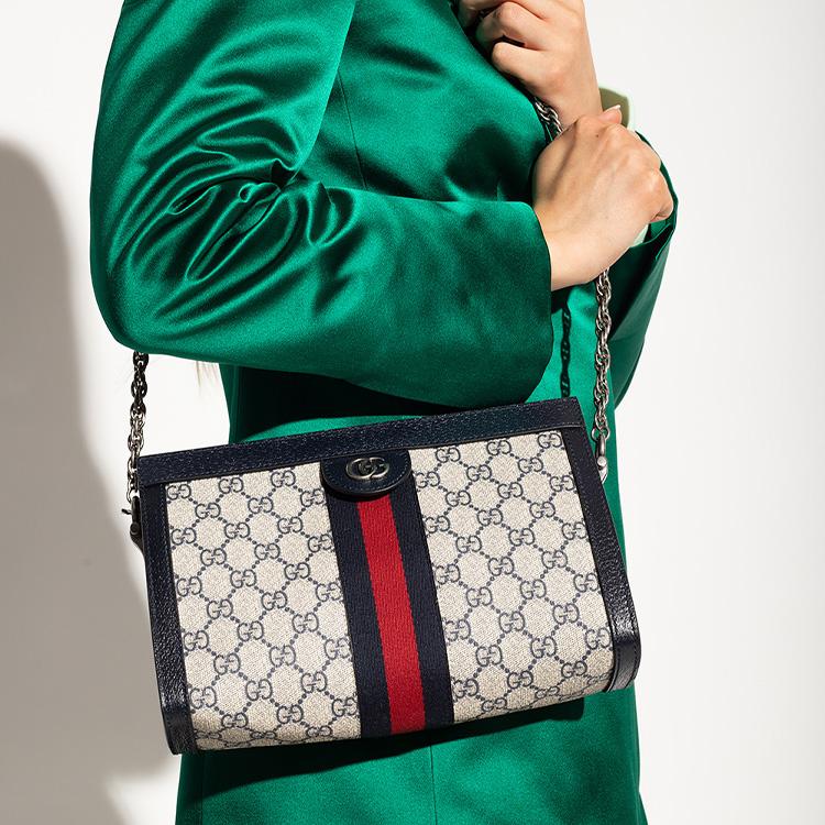 Gucci Ophidia Vintage Logo Stripe Web Canvas And Leather Envelope Clutch Bag Women Clutch Bag White Blue 503877-K05NN-4076
