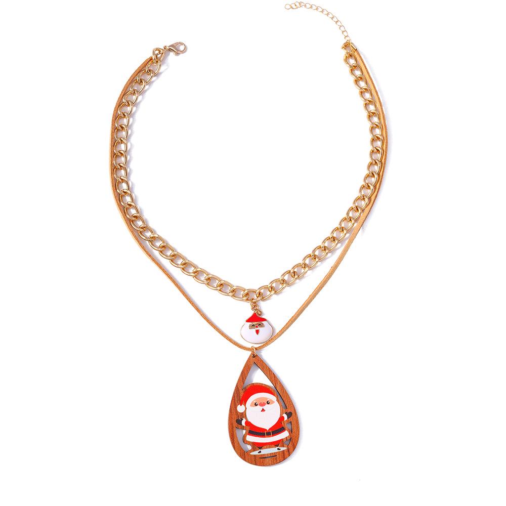 European & American Multi-layer Christmas Necklace with Santa, Tree & Stocking Charms