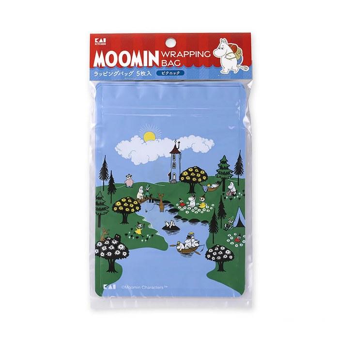 Kai Moomin Confectionery Wrapping Bags Picnic Blue 14cm x 0.2cm x 17cm