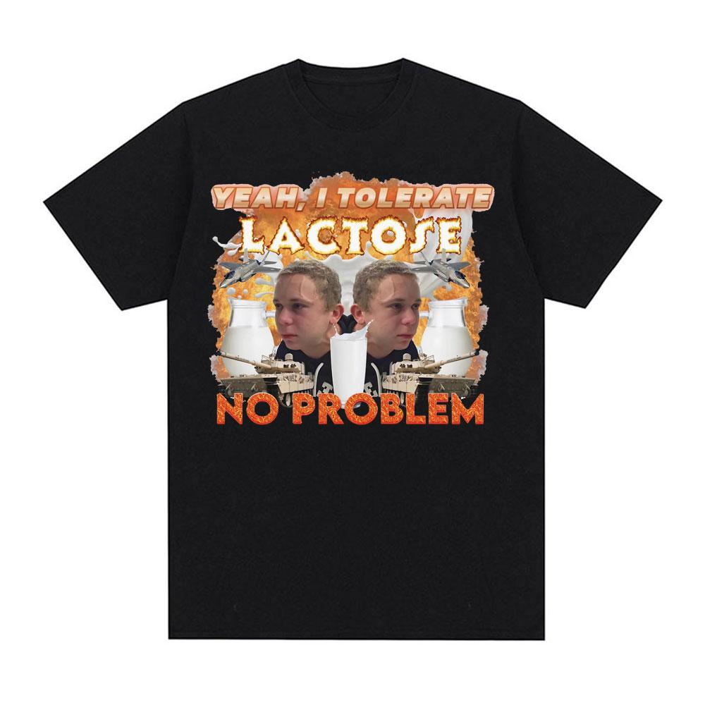 2526 Lactose Tolerance Fun Meme Pattern Tshirt Retro Hiphop Womens Shortsleeved Tshirt 100 Pure Cotton Printed Tshirt