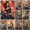 Metal Tin Signs Pin Up Girls Women Vintage Motorcycle Funny Art Wall Decorations for Home Man Cave Garage Cafe Bars Bundles Pubs