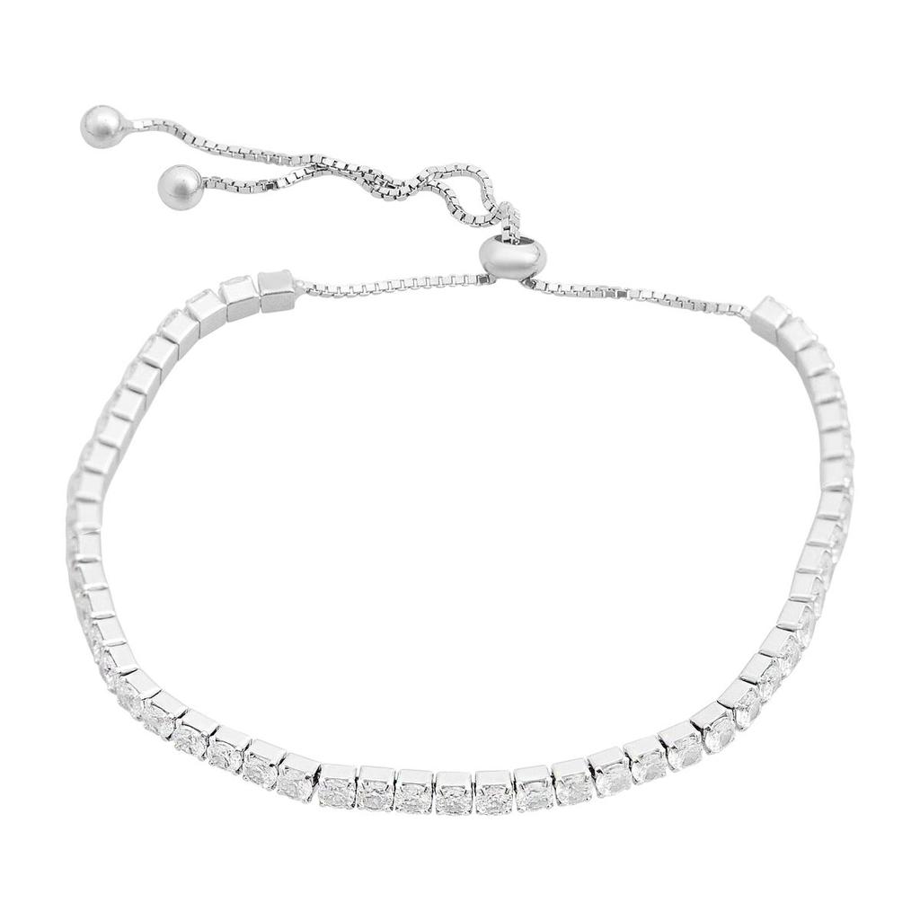 Silver Bracelet with Cubic Zirconia, Product Weight 7.06 G (2153771)