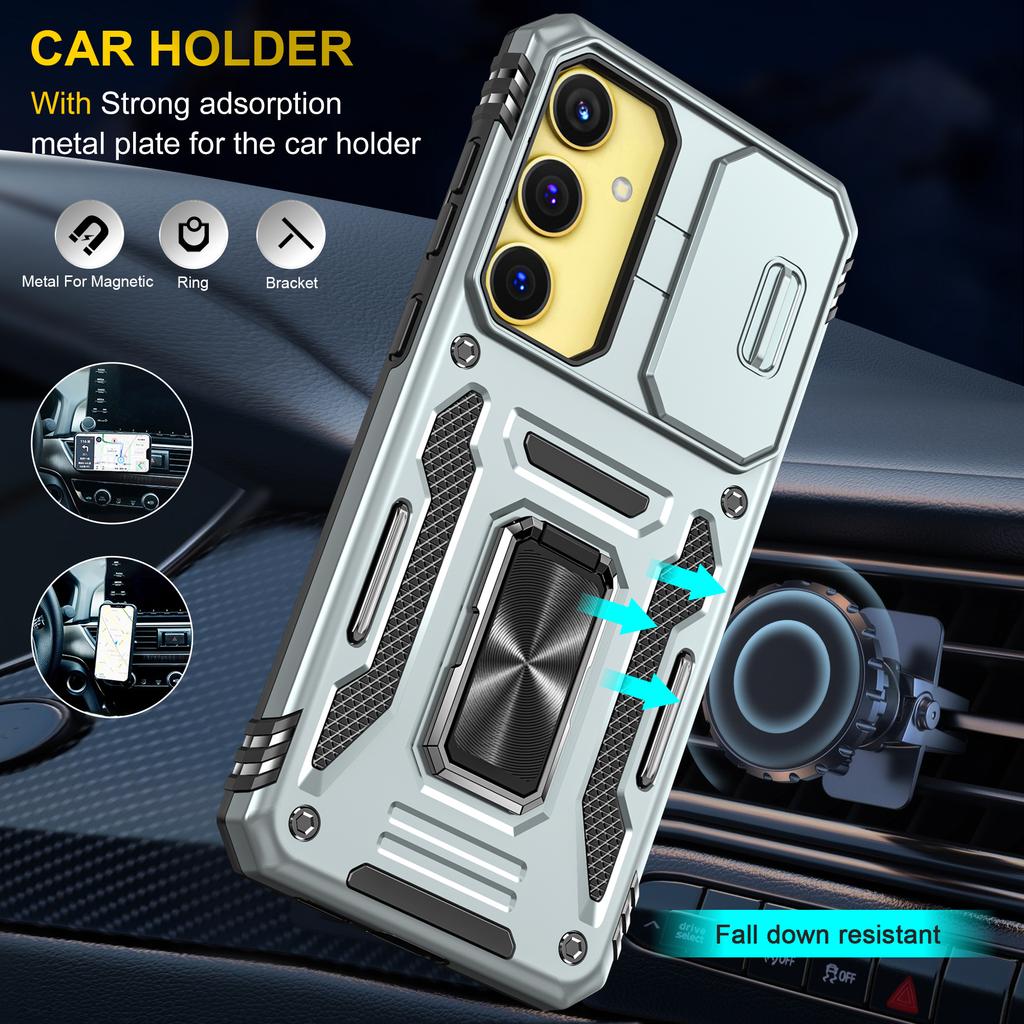 Armor Series For Samsung Galaxy A35 5G/A55 5G Kickstand Case Slide Lens Protection PC+TPU Phone Cover