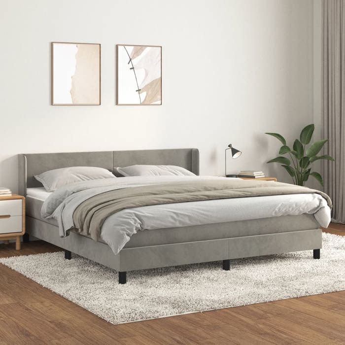 Maison Exclusive - Sommier à lattes de lit et matelas Gris clair 160x200cm Velours
