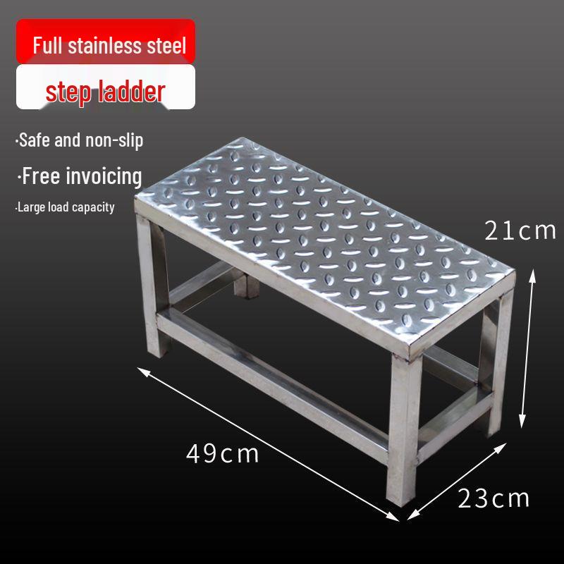 Stainless Steel 4-Step Height-Adjustable Ladder Footstool for Household & Hospital Use