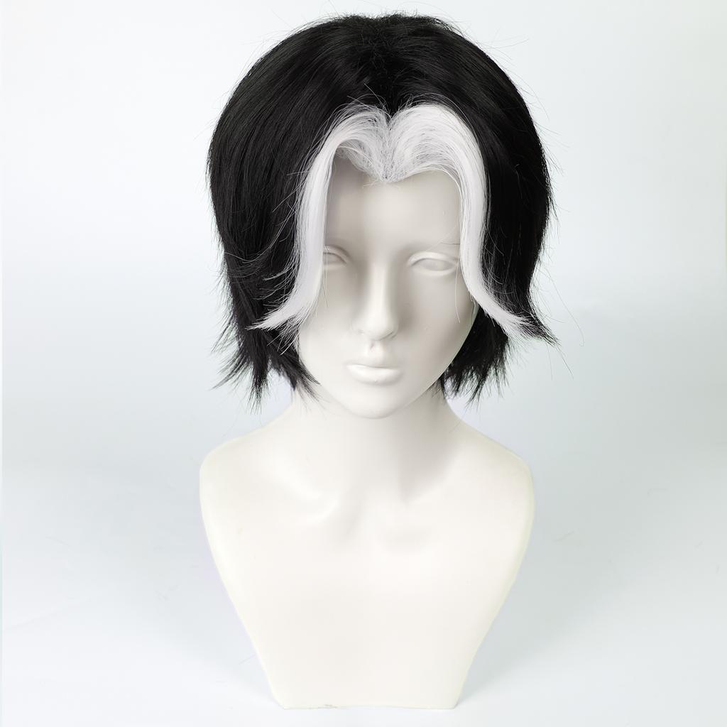 30cm White Highlights Short Cosplay Wig Short Silver Men Women Hair Anime Heat Resistant Synthetic Wigs