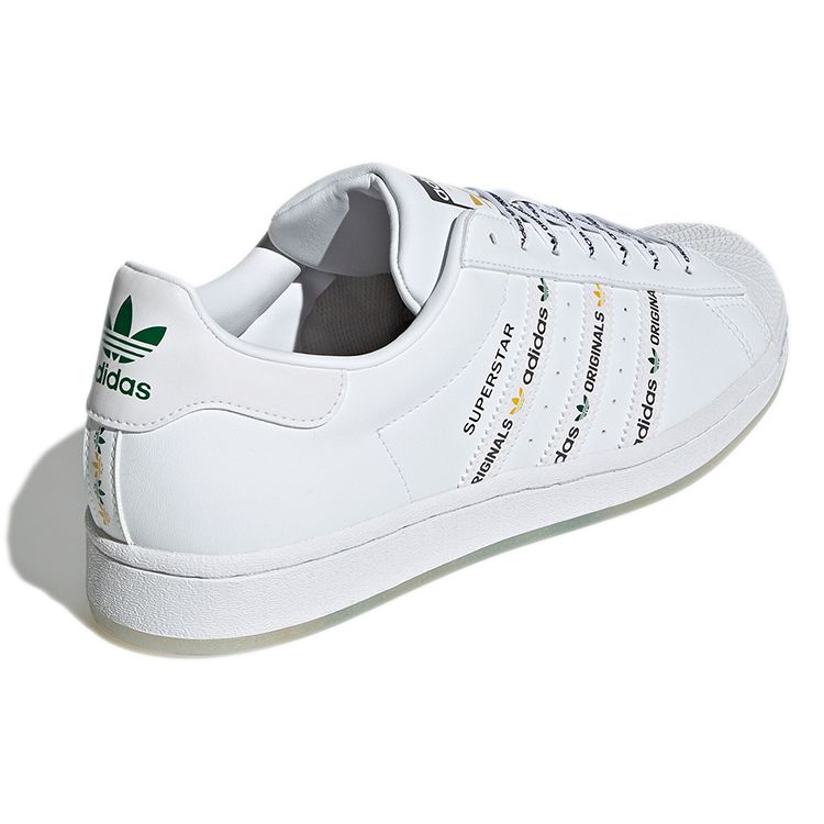 Adidas Superstar Logo Stripes — белые ярко-зеленые кроссовки унисекс Footwear — White GX2990