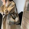 Клетчатая сумка через плечо, большая вместительная сумка через подмышку, женская сумка-тоут