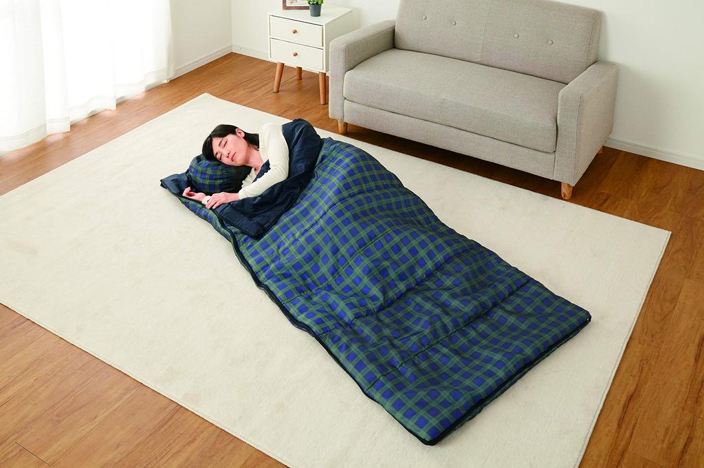 Shimizu Sangyo Стиральный спальный мешок Компактное хранение Клетка Зеленый 58607 В полностью разложенном виде 190 х 170 см, в сложенном виде 22 х 32 см