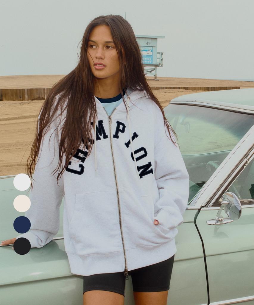 Champion Худи на молнии свободного кроя с логотипом-аркой, 4 цвета (Тип А)