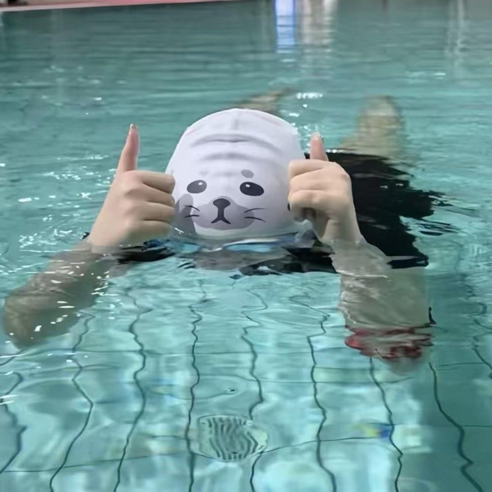 Waterproof Swimming Hat Cartoon Animal Printed Cap Cute Silicone Swim Cap  Pool Use
