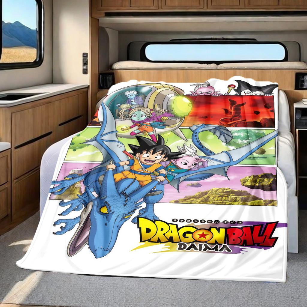 1 шт. Плед из фланели с принтом DRAGON BALL, Высокое качество, Для всех сезонов, Декор для дома, Тепло и Уют, Идеально для Рождественских подарков