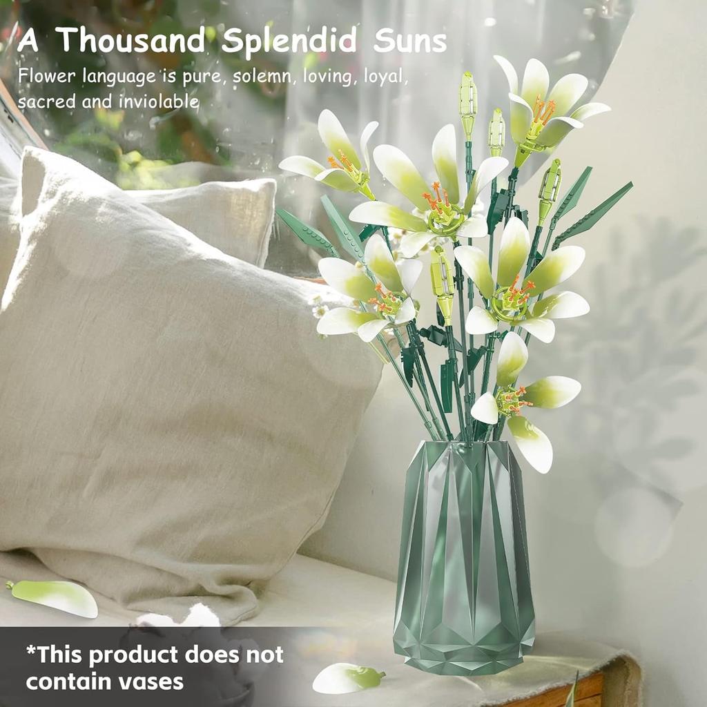 Lily Flowers Bouquet For Adults Building Set With Exquisite Packaging Box, Flowers Bouquet Botanical Collection Building