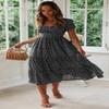 Vestidos, винтажное винтажное платье с пышными рукавами, летние пляжные милые платья, повседневное длинное платье макси с квадратным воротником и цветочным принтом festa