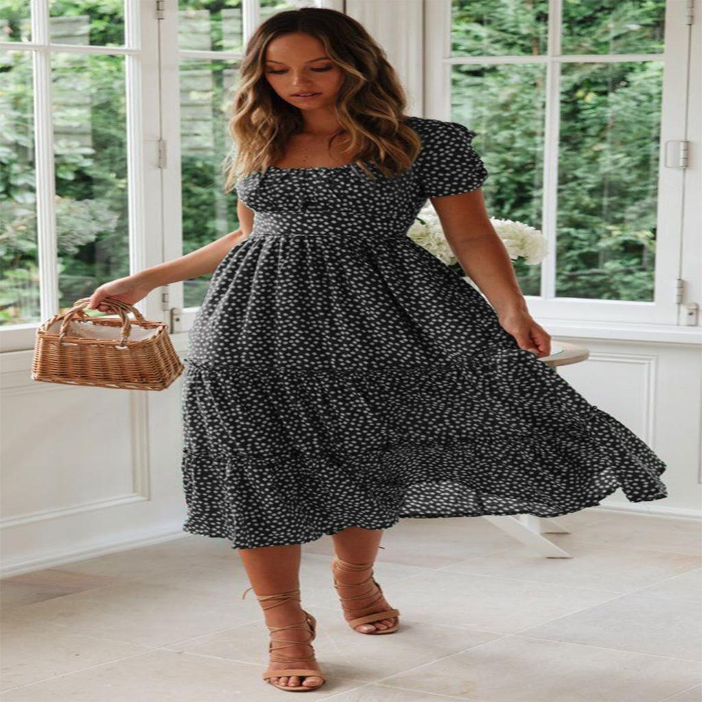 Vestidos, винтажное винтажное платье с пышными рукавами, летние пляжные милые платья, повседневное длинное платье макси с квадратным воротником и цветочным принтом festa