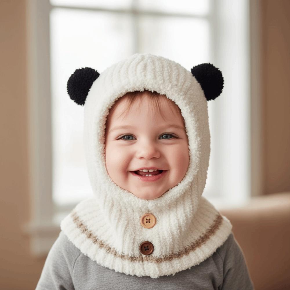 Plush Balaclava Pullover Hat Rabbit Kids Hooded Beanie Warm Ear Protection Scarf Cap Outdoor