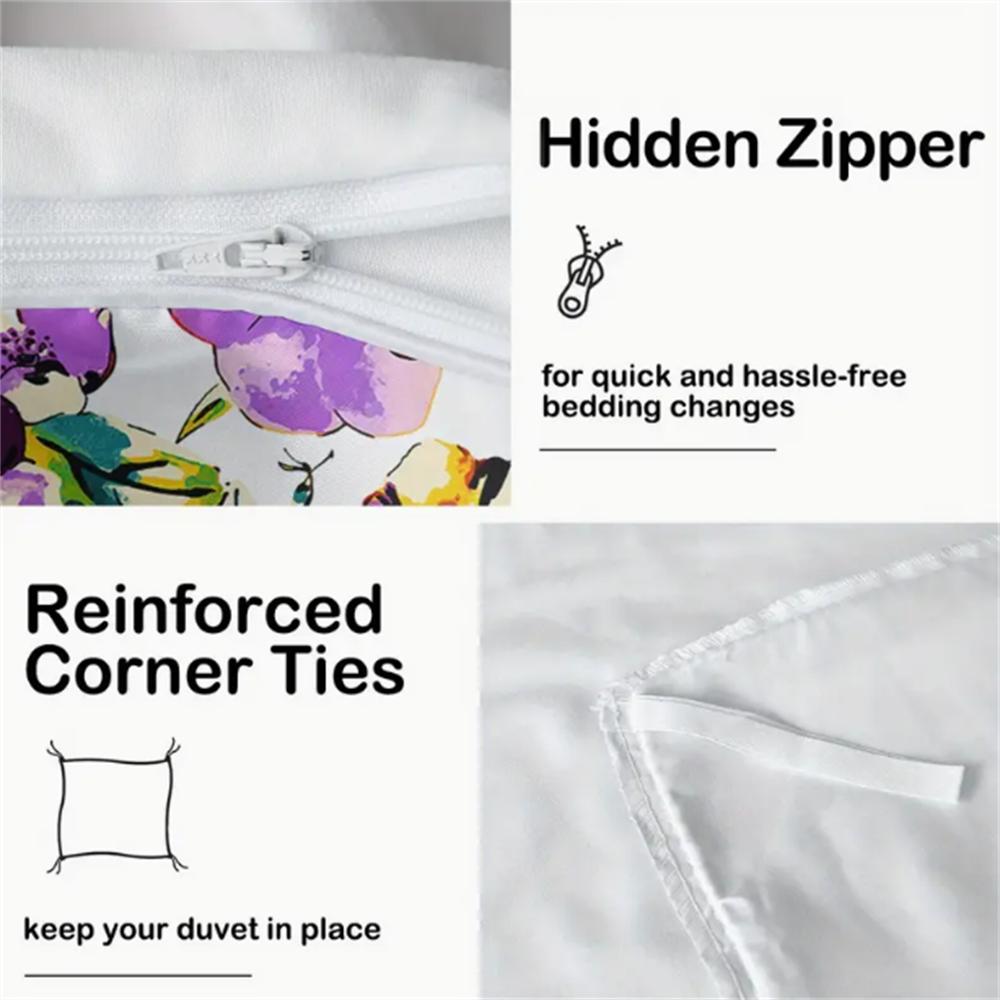 Пододеяльник с шотландской коровой, Акварельные цветы Животные Растения Постельный комплект 2/3 шт. для женщин мужчин взрослых Декор комнаты, Модный