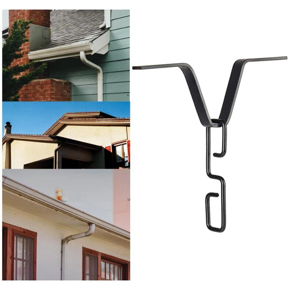 Iron Rain Chain Adapter Black Gutter Adapter V Shaped Hook  Exterior Installation