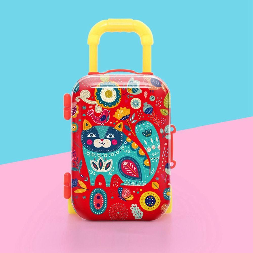 Mini Animals Suitcase Toy Animals Pattern Cartoon Piggy Bank Mini Trolley Case Model Kids