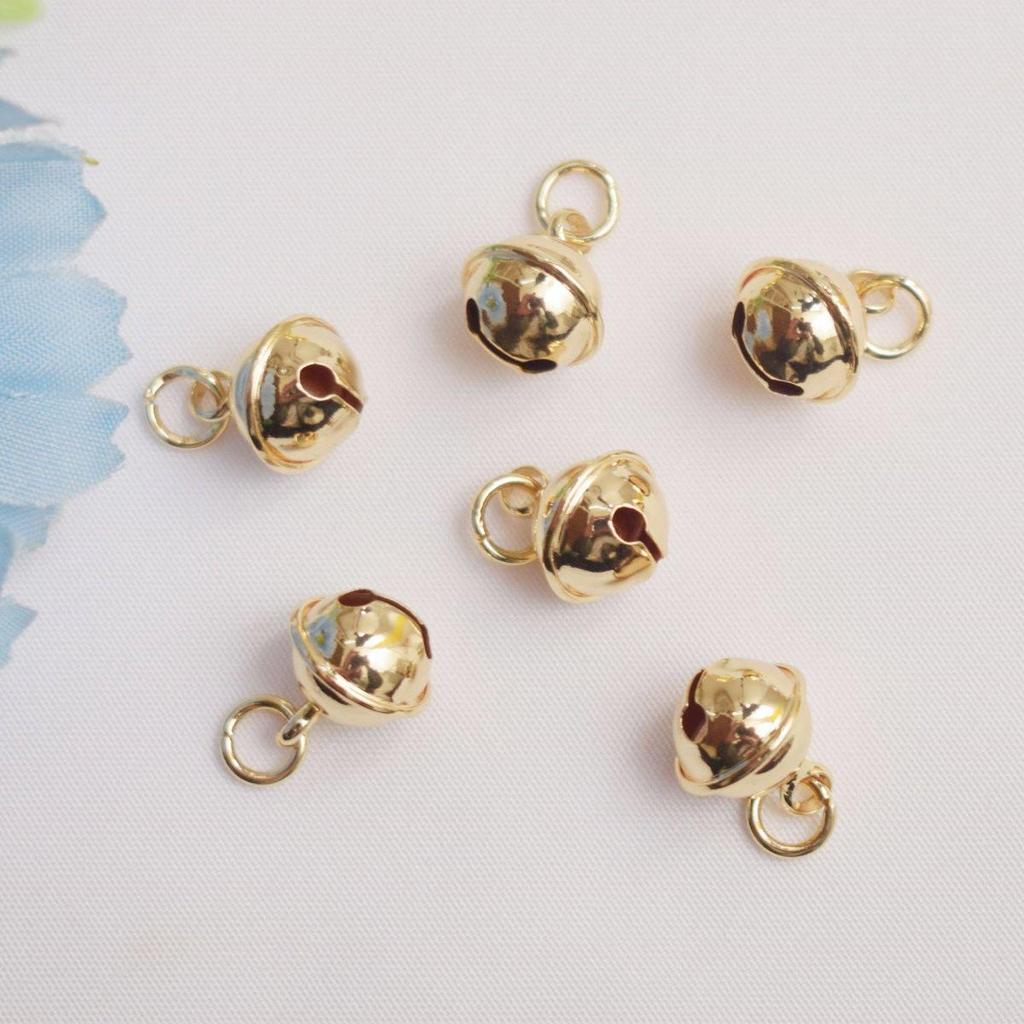 Sand Gold Plated Bell Pendant with Ring Ball Woven Rope Bracelet Charm - DIY Handmade Jewelry