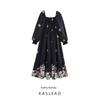 Kaslead New Arrival Women's Clothing Fashion Style Fashion Minimalist Loose Smocking Print Waist-Slimming Long Dress