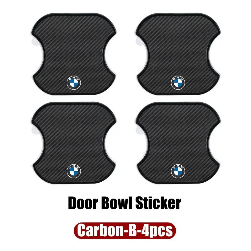 New 4PCS Car Door Handle Bowl Scratch Protector Carbon Fiber Stickers Anti Collision For BMW E46 E90 E60 F30 F10 E39 E36 F2