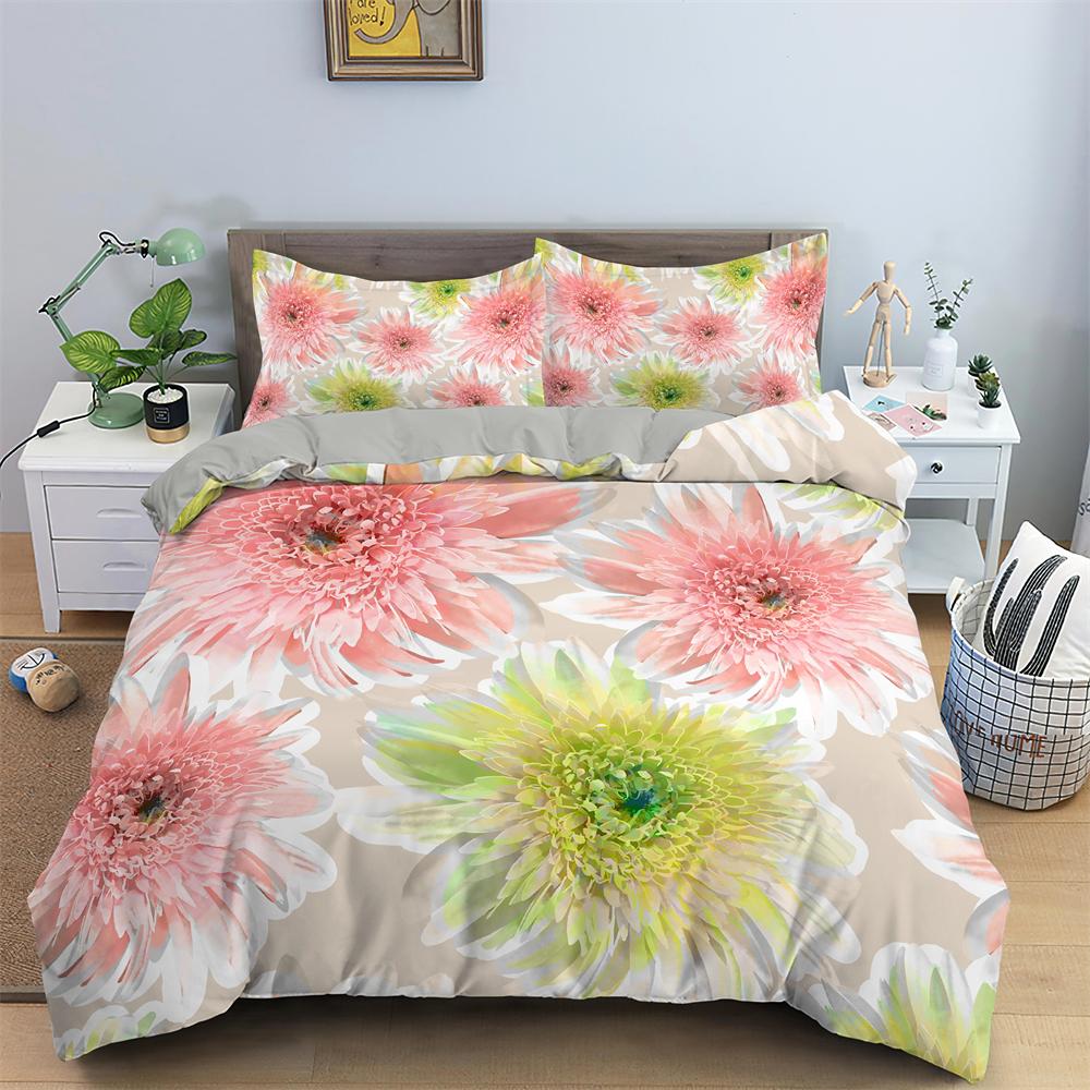 Comforter Watercolor Flowers King Queen Colorful Blooming Floral Bedding Set For Teen Adult Plant 2/3Pcs Polyester