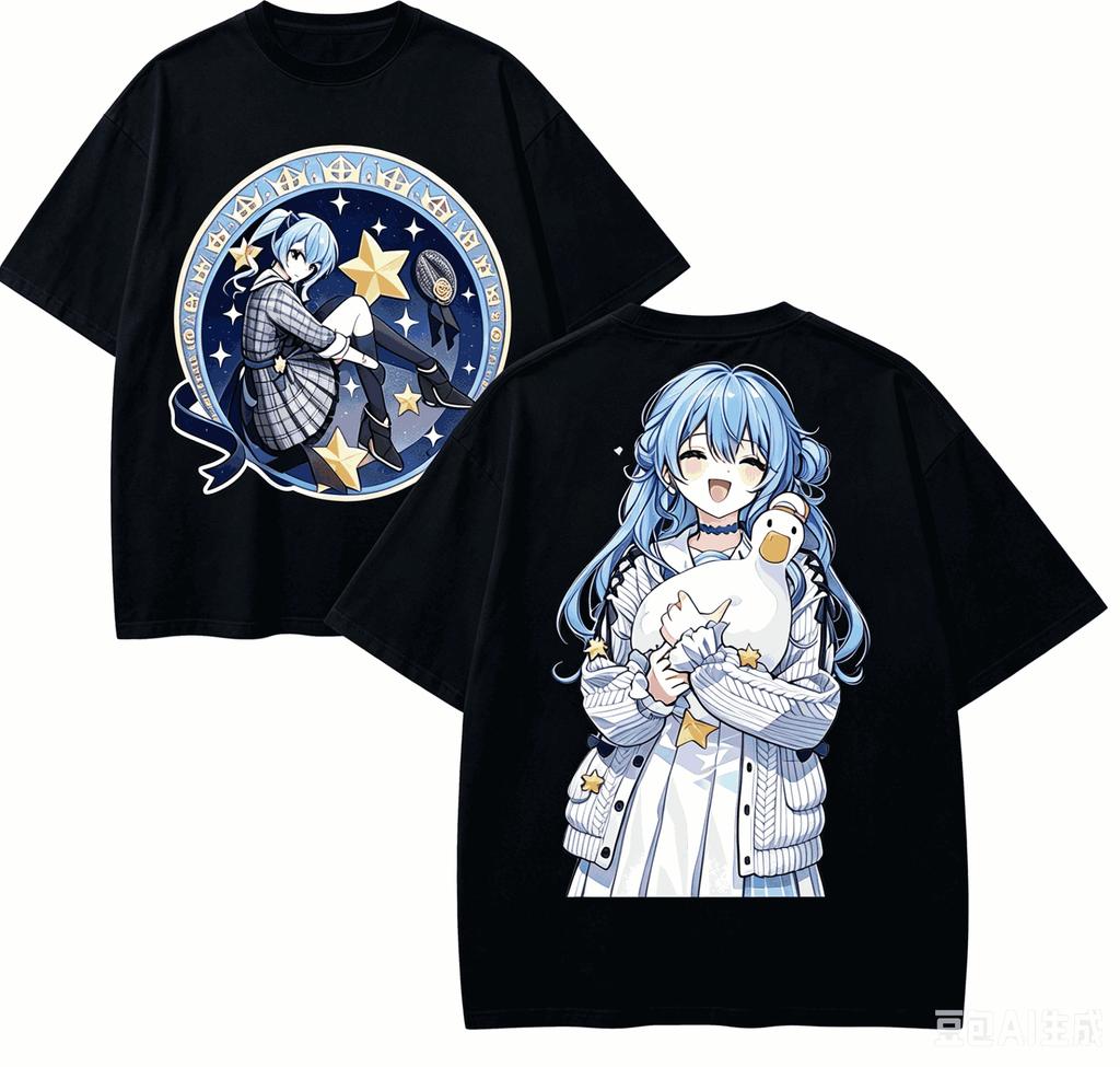 Hoshimachi Suisei Anime Lover T-shirt Harajuku Cotton New Model High Street Retro Oversized Uni