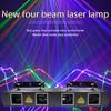 Внутренний четырехлучевой лазерный светильник из алюминия, портативный с голосовым управлением для спальни, семейной вечеринки, сцены, бара (EU Plug)
