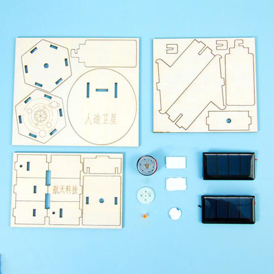 1 Set DIY Solar Artificial Satellite Model Kit Educational Handmade Wooden Puzzle Satellite