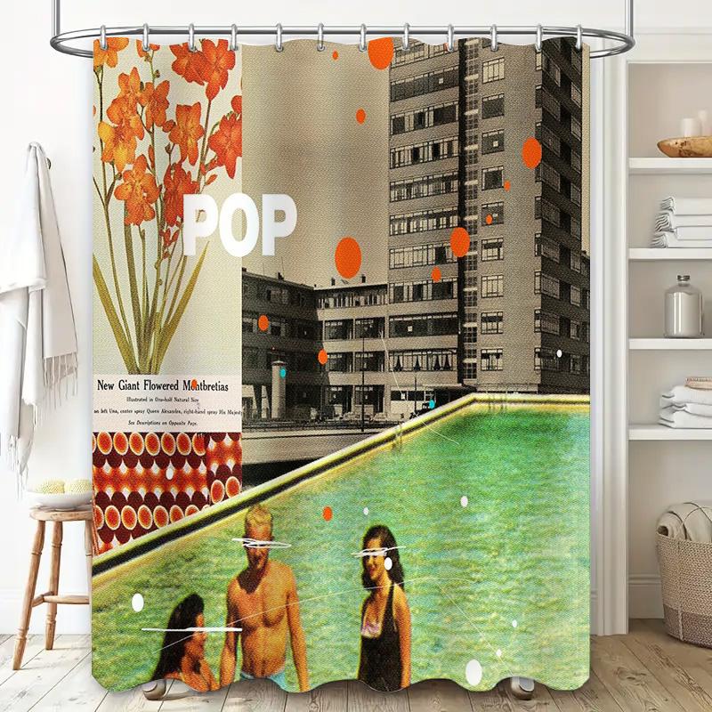 Floral Shower Curtain Vintage Botanical Flower Pattern Bathroom Decor Washable Fabric Backdrop