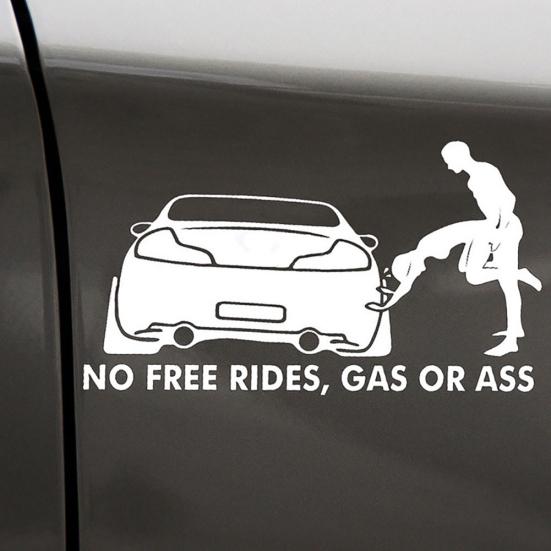 Funny No Free or Ass Rides Gas Vehicle Car Reflective Decals Sticker Decoration