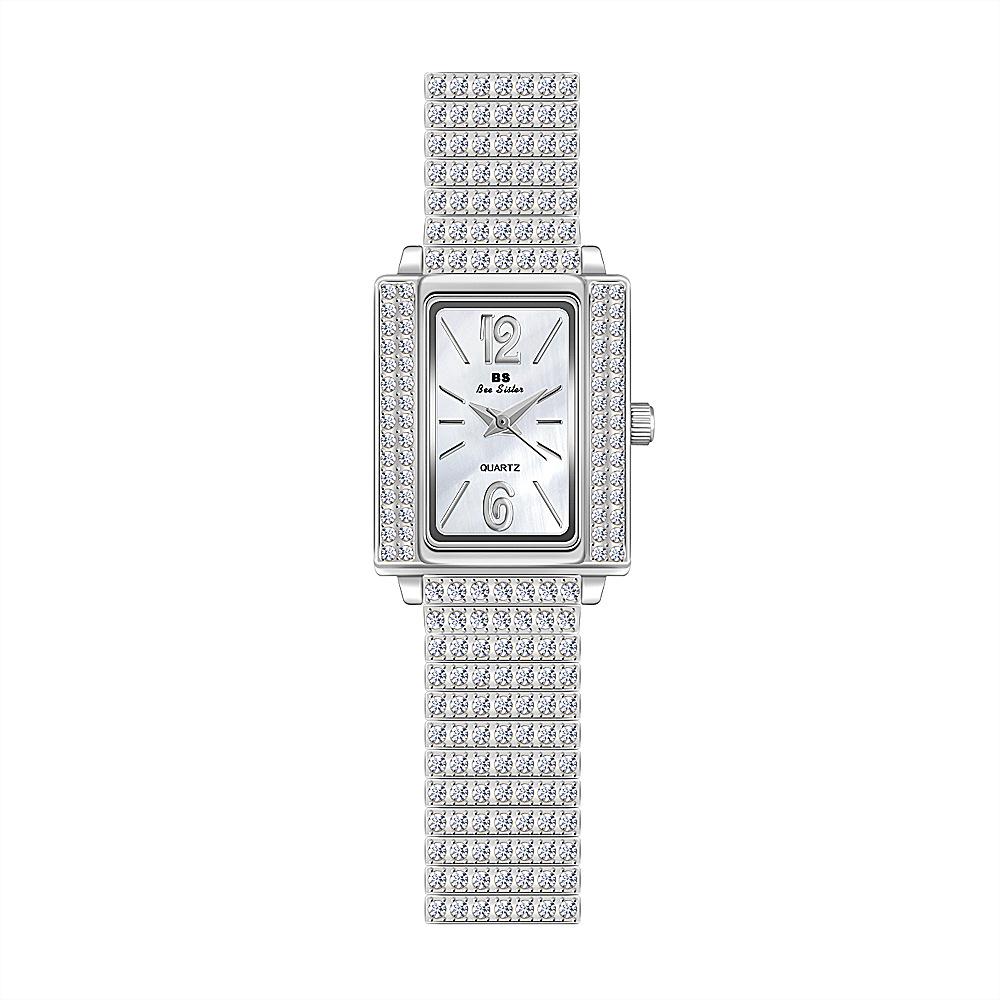 BEE SISTER BS Ladies Wrist Square Dial Watches Dress Gold Watch Women Watches Stainless Steel Silver Clock Women Femme Quartz Watches