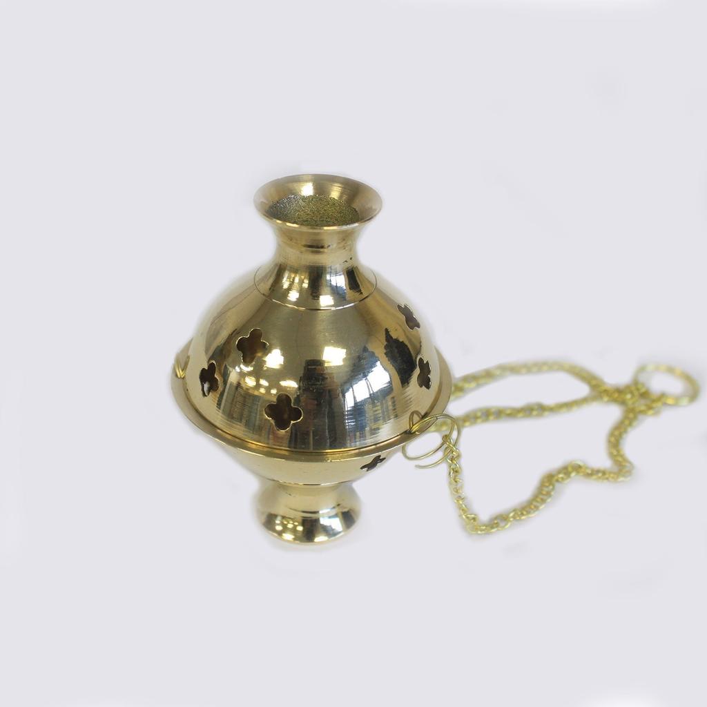 Brass Hanging Incense Burner for Charcoal and Cones