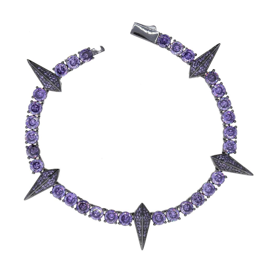 Black Panther Zircon Hip Hop Bracelet - White, Pink, Black & Purple Punk Style Bangle Jewelry