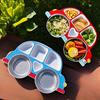 Детский набор посуды из нержавеющей стали с мультяшной машинкой и крышкой - прочная, устойчивая к падениям посуда для использования на улице и дома - включает 1 разделенную тарелку, 2 миски