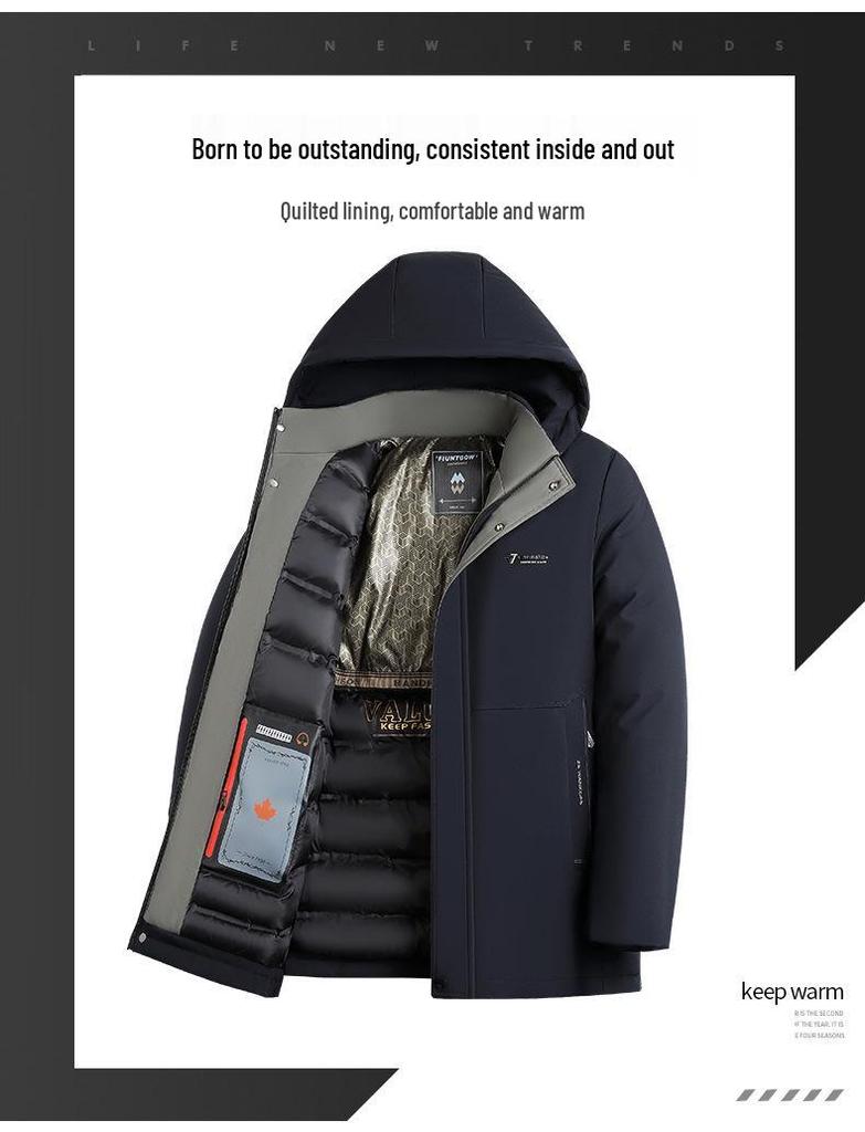 Woodpecker Men's Warm Hooded Cotton Jacket - Winter 2025 Fleece-Lined Thick Coat