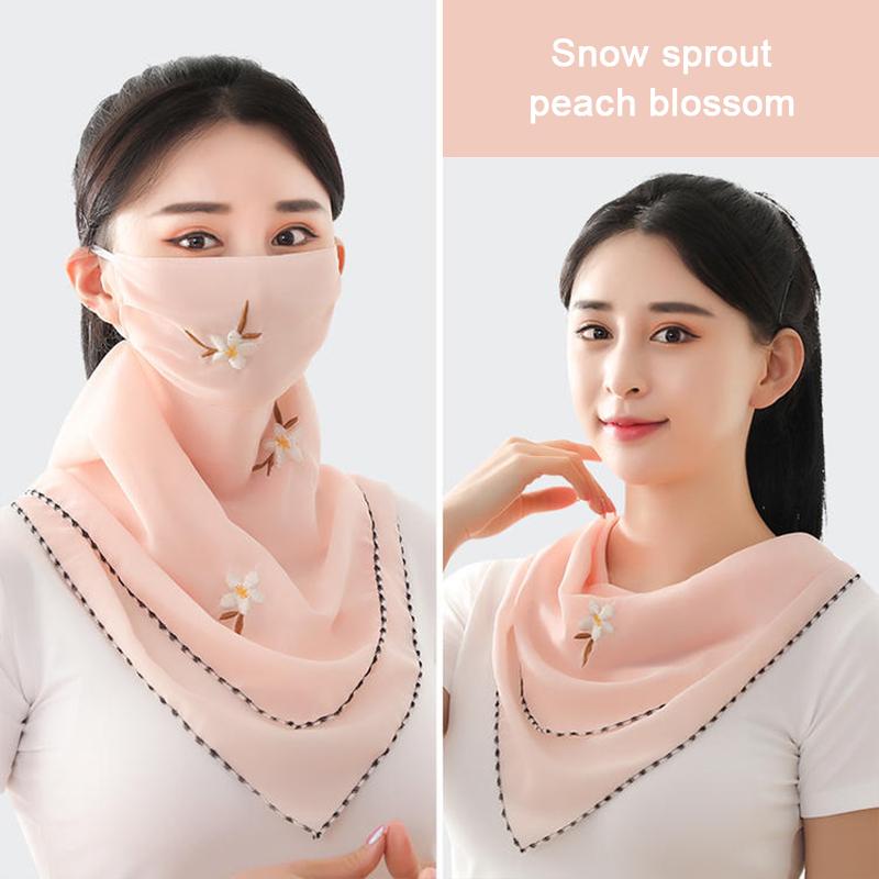 Женская вуаль-маска для лица с элегантным цветочным принтом, УФ-защитный щиток для лица, велосипедная маска для лица, тонкая треугольная шейная повязка, дышащая