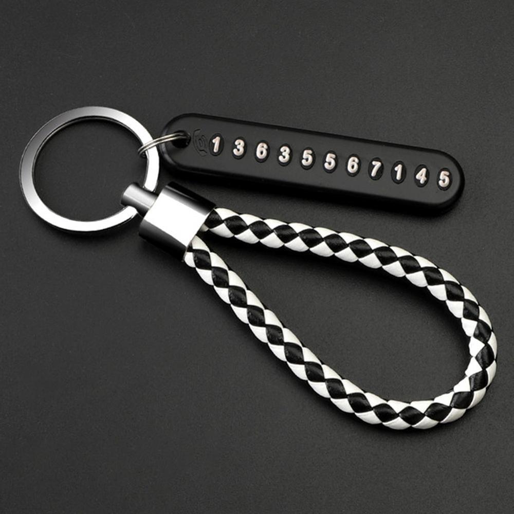Phone Number Card Key Chain Vehicle Pendant Car Keychain Phone Number Plate Keyring Anti-lost